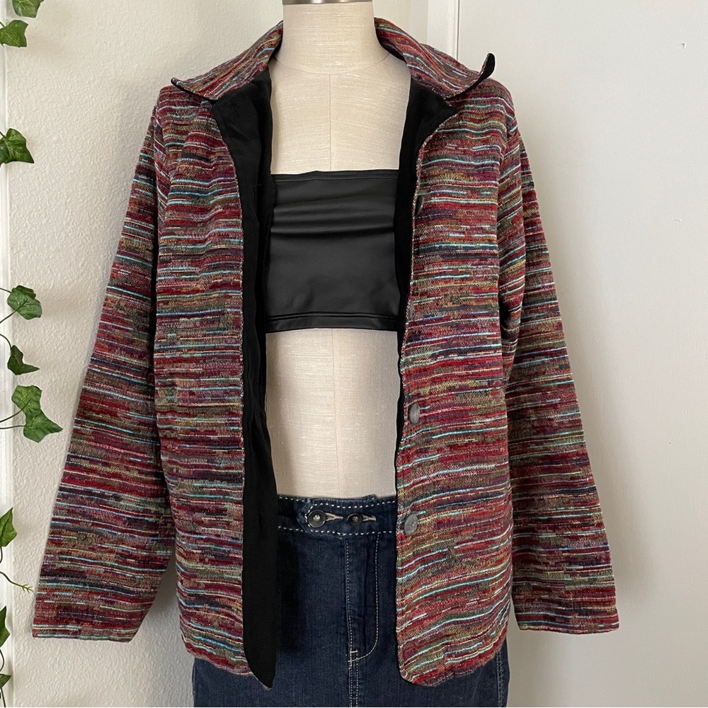 cold water multi colored textured jacket rainbow colors